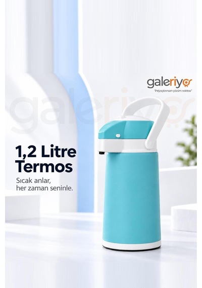 Galeriyo 1.2 Litre Su Termosu Çay Termosu Piknik Termosu Yesıl Açık Yeşil