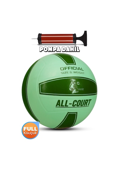 All Court Voleybol Topu Pompa Dahil Set Kauçuk Dikişsiz Yekpare Üretim İç Dış Mekan No:5 Yeşil Yeşil
