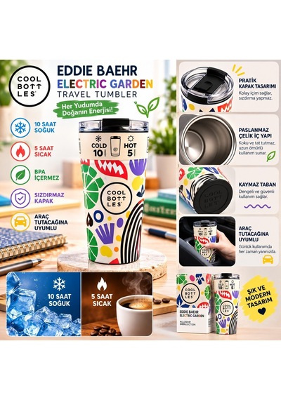 Cool Bottles Çelik Termos Bardak Matara - The Tumbler - Electric Garden 330ml Renkli