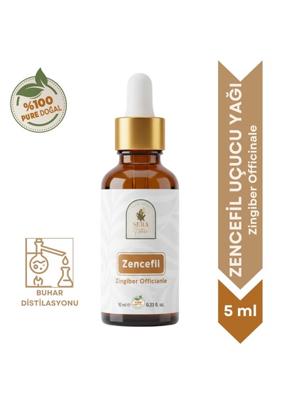 %100 Saf Zencefil Uçucu Yağı 5 Ml - Doğal Aromaterapi Ve Masaj Yağı Zingiber Officinale 5 ML