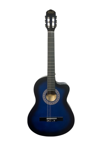 Kesik Kasa Mavi Klasik Gitar 4/4 Tam Boy Kılıf Pena Sticker