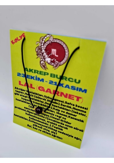 Sertifikalı Akrep Burcu Lal Garnet Taşı Doğal Taş Kolye Çok REnkli