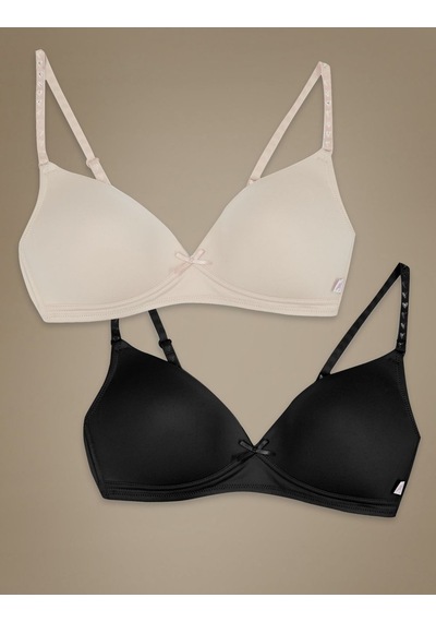 Marks & Spencer 2'li İlk Sütyenim Seti T33009132A Siyah - Bej