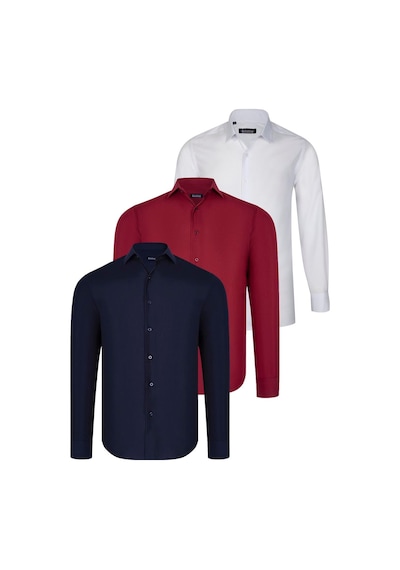 Üçlü Set G726 Dewberry Gömlek-beyaz-lacivert-bordo Beyaz-lacivert-bordo