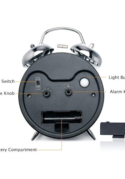 Yüksek Sesli Alarmlı Saat Büyük Boy Nostaljik Analog Çalar Saat Fosforlu Işıklı Alarmlı Metal Gövde Akar Saniyeli Sessiz Şarjlı Pilli Saat Ht-860 Yeşil