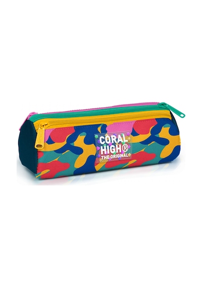 Coral High Unisex Renkli Kamuflaj Desenli Üç Gözlü Okul Kalem Çantası 31032 Çok Renkli