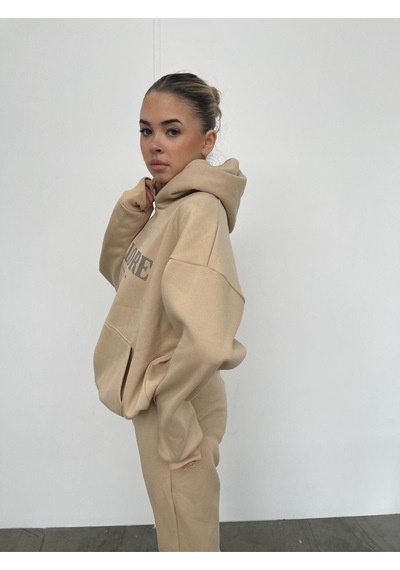 Ellore Australia Eşofman Takımı Sweatshirt Jogger - Bej Baskılı Oversize Şardonlu Kapüşonlu Bej Ellore Australia Eşofman Takımı Sweatshirt Jogger - Bej Baskılı Oversize Şardonlu Kapüşonlu Bej