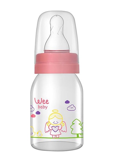 Wee Baby Silikon Klasik Kiraz Uçlu Cam Biberon 125 Ml - Pembe