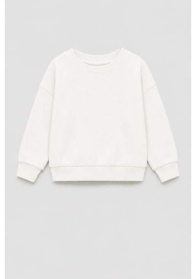 Monila Unisex Çocuk 3 İplik Kumaş Pamuklu Sırt Baskılı Sweatshirt Ekru