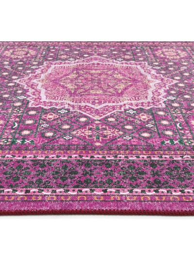 Cool Halı Colorium Pembe Salon Odası Halısı Etnik Desenli Göbekli Giyinme Odası Saçaksız Ofis Halısı