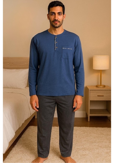 Gd Goldoremi 28301 Erkek 4 Mevsim Rahat Pamuklu Süprem Kumaş Uzun Kollu Pijama Takım İndigo Gd Goldoremi 28301 Erkek 4 Mevsim Rahat Pamuklu Süprem Kumaş Uzun Kollu Pijama Takım İndigo