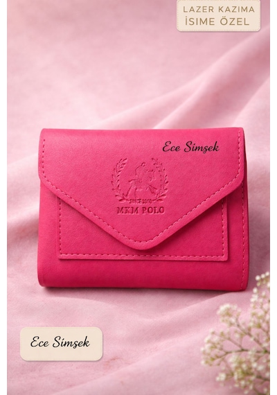 Alyora Trend Kişiye Özel Lazer Kazımalı Cüzdan Pembe