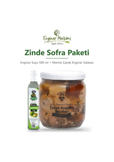 Zinde Sofra Paketi Enginar Suyu 500 Ml + Marine Çanak Enginar Salatası