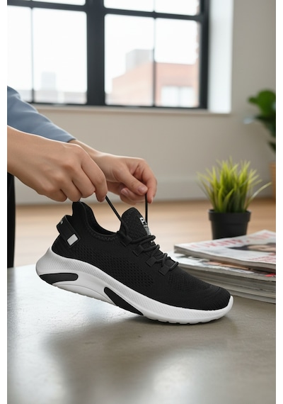 Enoch Unisex Ergonomik Tabanlı Hava Alan Fitness Ve Antrenman Ayakkabısı Siyah Beyaz
