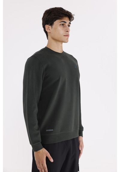 Rowinger Modal Karışımlı Yumuşak Dokulu Rahat Kalıp Esnek Kullanım Sunan Sweatshirt Haki