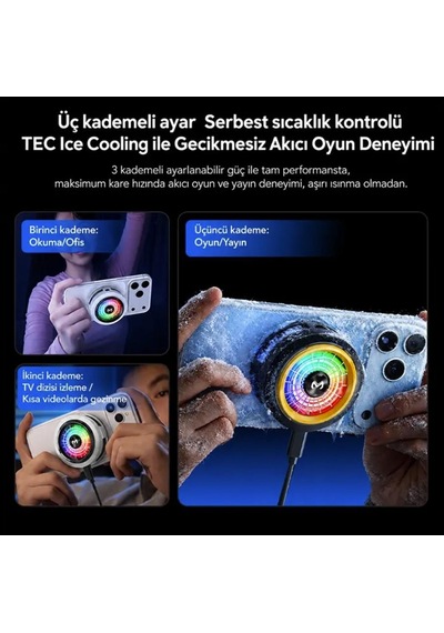 Zhltools Cx20 Manyetik Telefon Soğutucu 20w Tec Yarı İletken Soğutma Rgb Işıklı Magsafe Uyumlu
