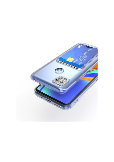 Goocamp Redmi 9c Kılıf Kartlıklı Şeffaf Setra Clear Silikon Kapak - Renksiz Renksiz