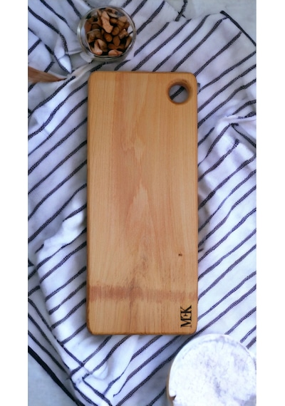 Kesme Tahtası & Sunumluk Dikdörtgen Delikli Tahta 38x16 Cm