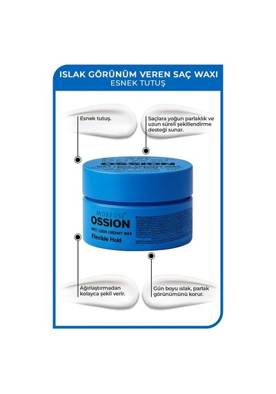 Morfose Ossion 100 Ml Parlaklık Verici Islak Görünüm Saç Waxı Tüm Saçlar İçin Esnek Tutuş