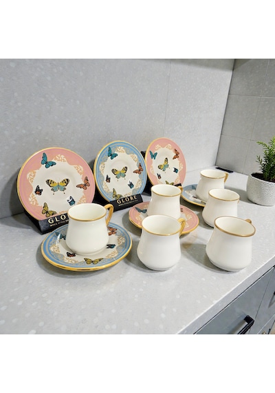 Sudedi Home Sudedi Butterfly Altın Yaldızlı Kahve Fincan Takımı Çok Renkli