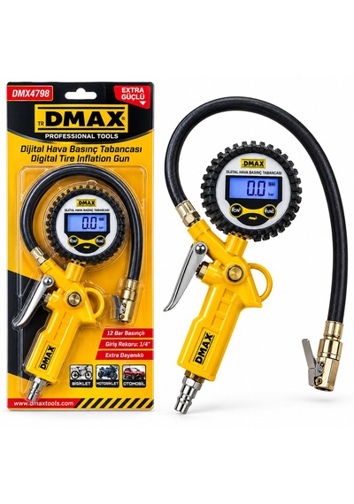 Dijital Hava Ölçme - Lastik Şişirme Tabancası 12 Bar Basınçlı - 1/4 Rekor Dmx-4798 5492