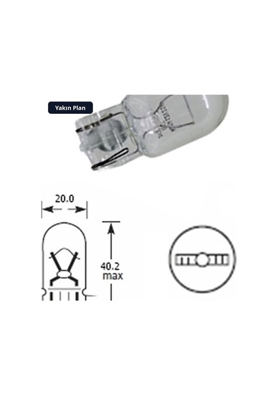 Trobus Halojen Park Ampulü T20 Dipsiz Tek Duylu Wy21 12v 21w Sarı