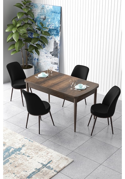 Canisa Concept Zen Serisi 80x132 Mdf Açılabilir Barok Ahşap Desen Masa Takımı Ve 4 Siyah Sandalye Masa Barok Ahşap Desen 4 Siyah Sandalye Canisa Concept Zen Serisi 80x132 Mdf Açılabilir Barok Ahşap Desen Masa Takımı Ve 4 Siyah Sandalye Masa Barok Ahşap Desen 4 Siyah Sandalye