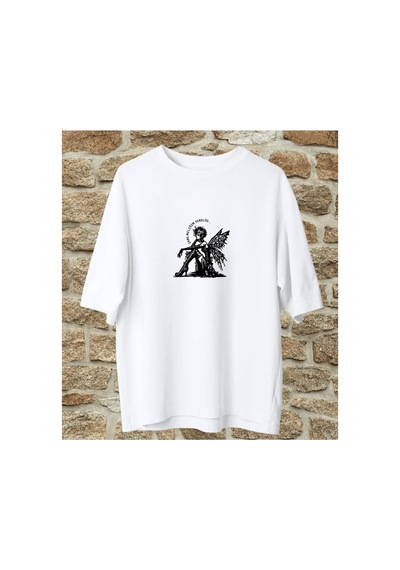 Qmen Style Unisex Beyaz Oversize Baskılı T-shirt Espirili Şans Melağim Baskılı %100 Pamuk Qmen Style Unisex Beyaz Oversize Baskılı T-shirt Espirili Şans Melağim Baskılı %100 Pamuk