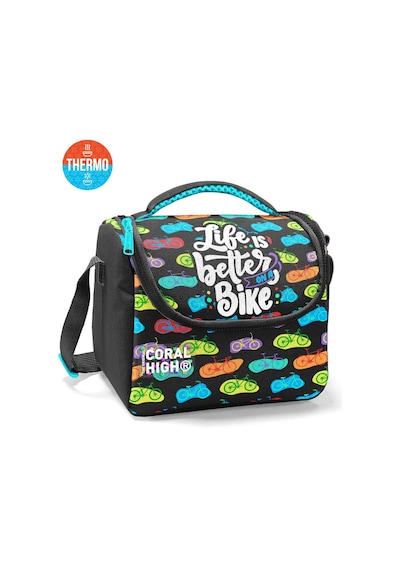 Coral High Kids Siyah Renkli Bisiklet Desenli Thermo Beslenme Çantası 37143 Siyah