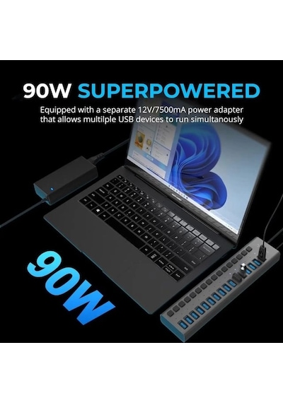 Sabrent Çok Bağlantı Noktalı Usb 3.0 Ve Şarj Hub Hb-u930 16-port