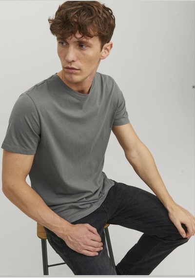 Jack & Jones Bisiklet Yaka Rahat Kesim Tişört-Noa 12113648 Sedona Sage Açık Gri