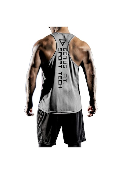 Genius Store Erkek Dry Fit Y-back Gym Fitness Sporcu Atleti Genıus-fıt Gri