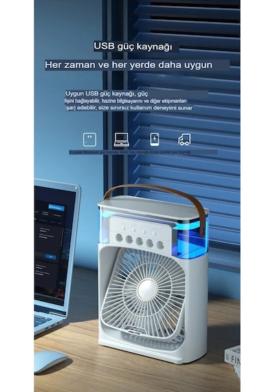 600 Ml Taşınabilir Buzlu Fan Nemlendiricili Usb Sessiz Vantilatör Serinletici Fan Masaüstü Ofis İçin