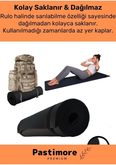 Enenstyle Taşıma Askılı Konfor Modeli Çift Taraflı Kaymaz Yoga Meditasyon Minderi Siyah Mat Çok Renkli