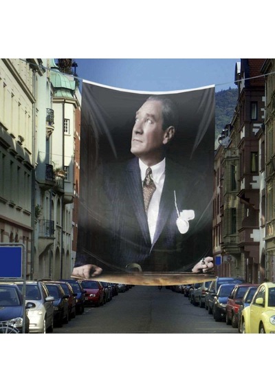 Göğe Bakan Mustafa Kemal Atatürk Dış Cephe Poster Bayrak -600x900cm 1