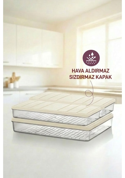 Selka Home 3'lü Set ( 1 Adet 2,25 2 Adet 1 Lt. )  Nora Organizer Buzdolabı Buzluk Düzenleyici Saklama Kabı