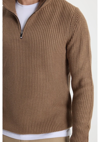 Tudors Erkek Slim Fit Dar Kesim Fermuarlı Koyu Vizon Dik Yaka Triko Kazak-34926 Koyu Vizon Tudors Erkek Slim Fit Dar Kesim Fermuarlı Koyu Vizon Dik Yaka Triko Kazak-34926 Koyu Vizon
