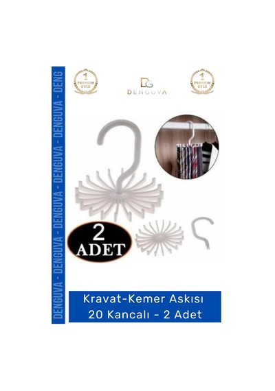 Kravataskısı Dolap İçi Düzenleyici Gardırop Askısı Şal Eşarp Kravat Kemer Askısı 20 Kancalı - 2 Ade Çok Renkli