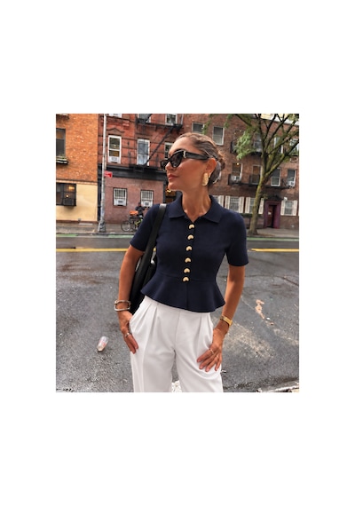 Verymoda Düğmeli Peplüm Ttiko Bluz K-234 Lacivert