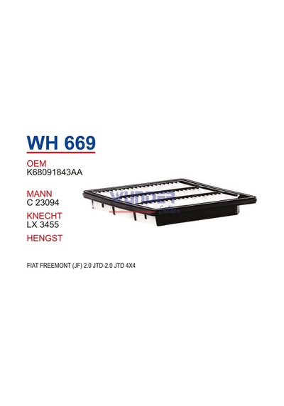 WUNDER WH669 HAVA FİLTRESİ - FIAT FREEMONT (JF) 2.0 JTD-2.0 JTD 4