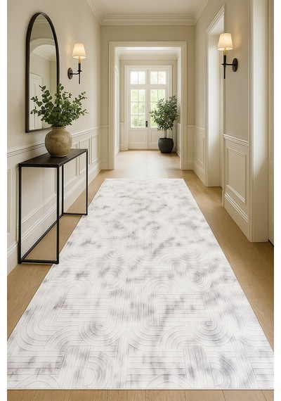 Villadia Home Textile Bambu Kaymaz Taban Dört Mevsim Yıkanabilir Kesme Koridor Mutfak Salon Yatak Oturma Oda Yolluk Halı Gri
