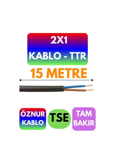 Öznur 2x1 Ttr Kablo Siyah Metre Seçenekli - 15 Metre