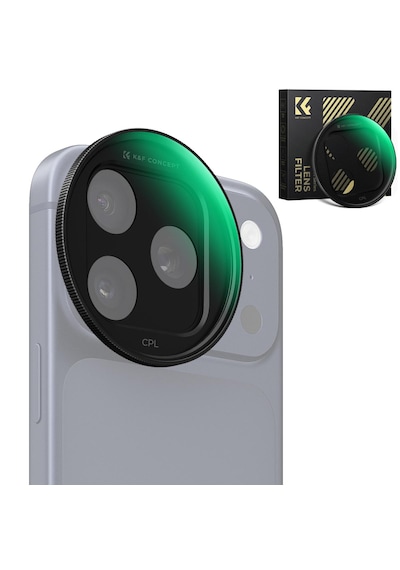 K&f Concept İphone 17 Pro Max/17 Pro İçin Geçmeli Cpl Filtre - Nano-x Serisi Optik Siyah