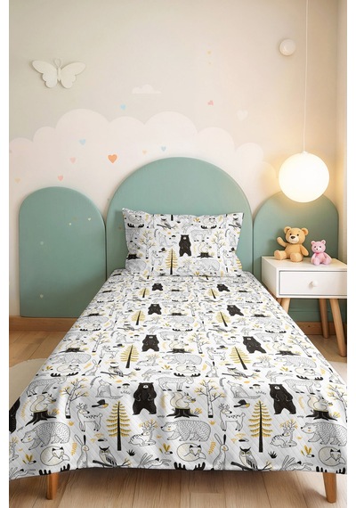 Evimde Bambaşka Orman Hayvanları Beyaz Çocuk Odası Tek Kişilik Pike Takımı-gri Sarı 160x220 CM Kapitone Yatak Örtüsü Evimde Bambaşka Orman Hayvanları Beyaz Çocuk Odası Tek Kişilik Pike Takımı-gri Sarı 160x220 CM Kapitone Yatak Örtüsü