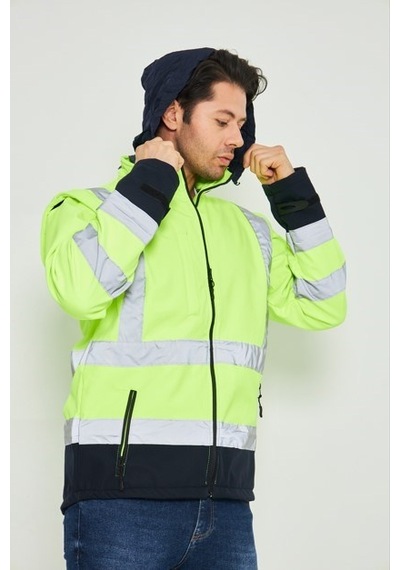 Orange Safety Sarı Softshell Mont Kolları Çıkmalı Reflektörlü