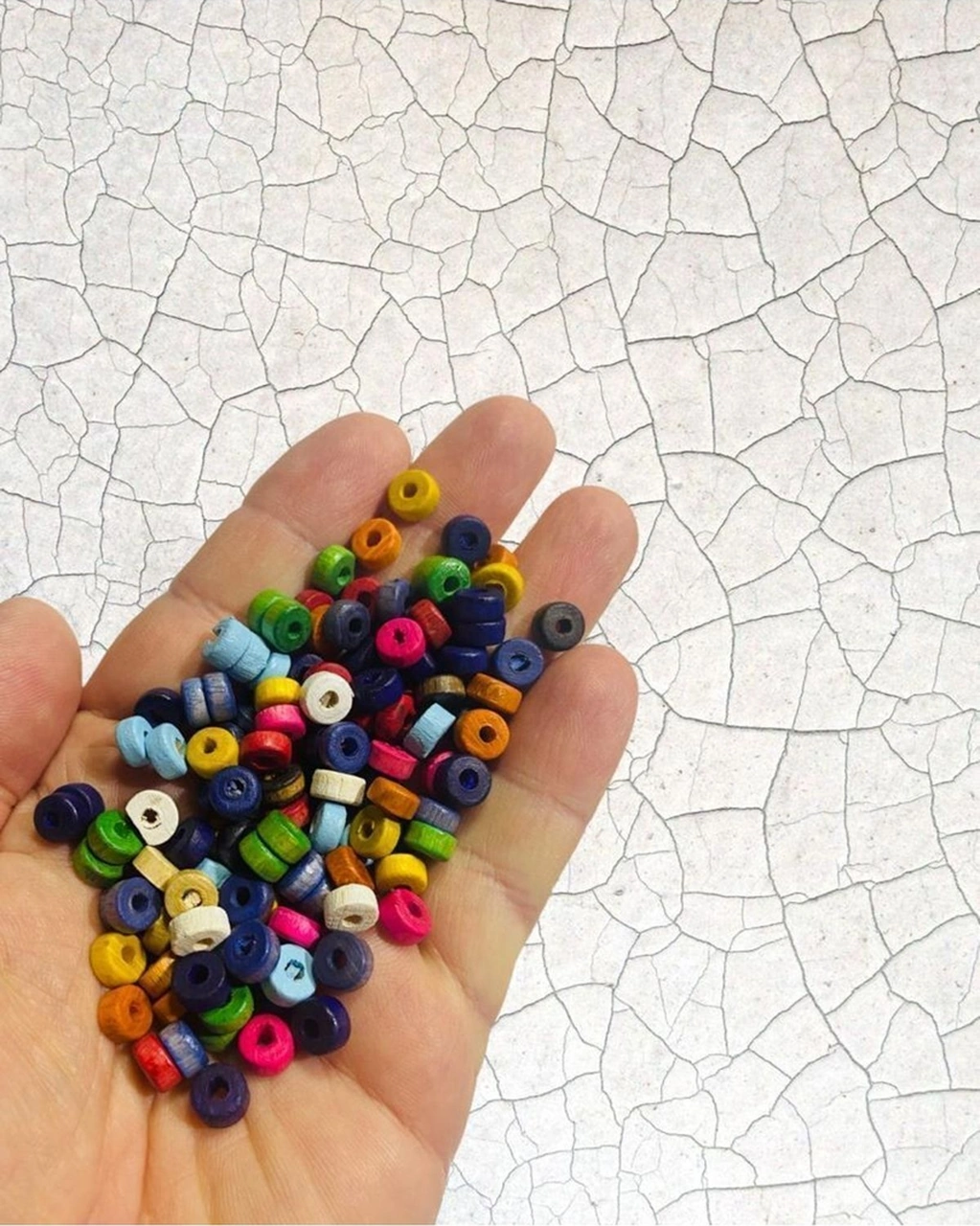Renkli Ahşap Boncuk , 10 Mm Silindir 80 Gr 400 Adet
