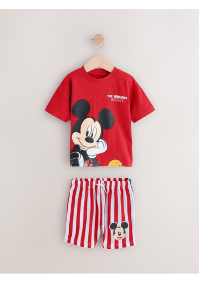 Name Baby & Kids Erkek Çocuk Mickey Çizgili Şortlu Takım Kırmızı