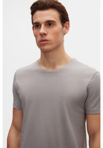 D's Damat Ds Damat Slim Fit Gri Bisiklet Yaka %100 Pamuklu Nefes Alabilen T-shirt 4hc141996753m 301