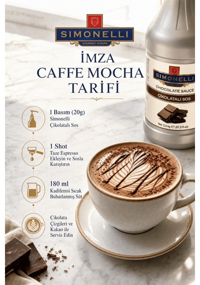 Simonelli Profesyonel Çikolatalı Kahve ve Tatlı Sosu 2500 G + Pompa