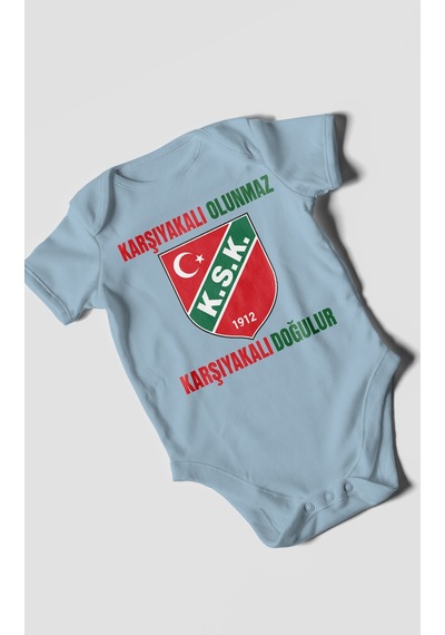 Morivokids Karşıyakalı Olunmaz, Mesajlı Kısa Kollu Bebek Body %100 Pamuk Bebe Mavisi
